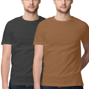 Black and Chocolate Brown Round Neck Tshirt